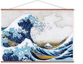 Poster In Posterhanger - Kanagawa - The Great Wave ('De Grote Golf') - 50x70 cm - Kader Hout - Ophangsysteem - Kunst - Hokusai