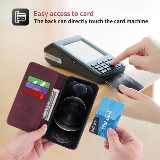 Apple de iPhone Apple iPhone 12 | iPhone 12 Pro | Bookcase en cuir de haute qualité | Porte-monnaie | Rouge