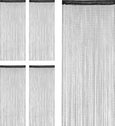 Relaxdays 5x Draadgordijn glitters - deurgordijn - draadgordijn - 90 x 245 cm - zwart