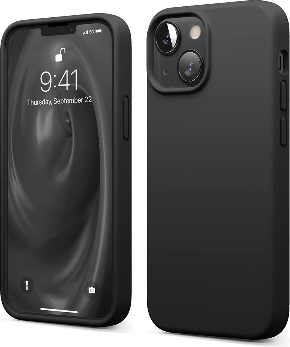 HB Hoesje Geschikt voor Apple iPhone 13 Mini - Zwart - Siliconen Back Cover