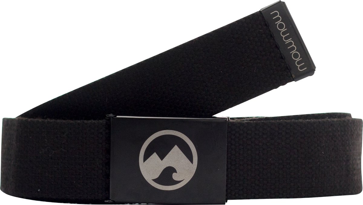 MowMow riem - Canvas - Aluminium gesp - 125 cm - Heren - Dames - Zwart