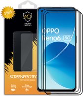 3-Pack Oppo Reno6 Screenprotectors - MobyDefend Screensavers Met Zwarte Randen - Gehard Glas - Glasplaatjes Geschikt Voor Oppo Reno6