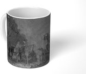 Mok - Fontein in een park - schilderij van Adolphe Monticelli - zwart wit - 350 ML - Beker