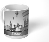 Mok - tekening van de skyline in Spanje - zwart wit - 350 ML - Beker