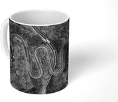 Mok - Slingerende afdaling in Japan in Azië vanuit vogelperspectief - zwart wit - 350 ML - Beker