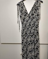 Dames empire elastiek stretch jurk Manon gebloemd motief zwart L/XL strandjurk