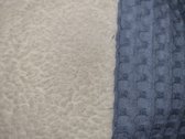 Kinderwagen deken - witte teddy - jeans blauw - 60 x 80 cm