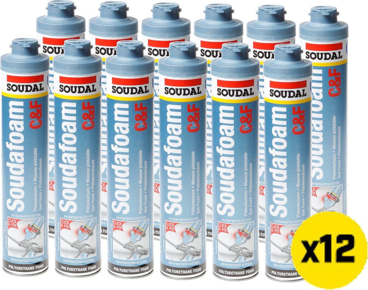 Soudal Foam pur Click & Fix 750ml (Set van 12 bussen) - Soudal