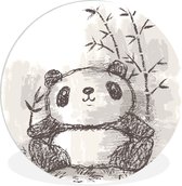 WallCircle - Wandcirkel ⌀ 90 - Panda - Bamboe - Zwart - Wit - Ronde schilderijen woonkamer - Wandbord rond - Muurdecoratie cirkel - Kamer decoratie binnen - Wanddecoratie muurcirkel - Woonaccessoires