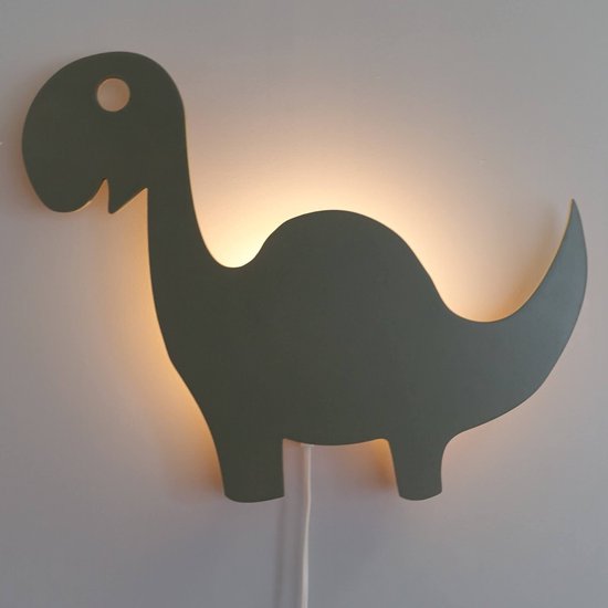 toewijzen Snor helper Wandlamp kinderkamer, babykamer Dino - Groen houten lampje voor aan de muur  | bol.com