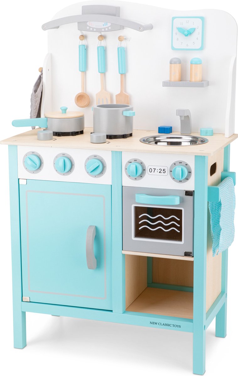 Afbeelding van product New Classic Toys - Speelkeuken - Bon Appetit - DeLuxe - Blauw - Aanrechthoogte is 46 centimeter