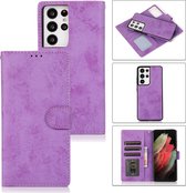 Bookcase Samsung Galaxy S21 Ultra | Hoogwaardig Pu Leren Telefoonhoesje | Lederen Wallet Case | Paars