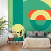 Zelfklevend fotobehang - Geometrische krans  (Groen) , premium print, abstracte achtergrond