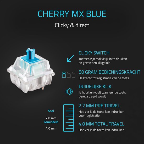 EZMOOYD RGB Mechanisch Gaming Toetsenbord - QWERTY - Cherry MX Blue Switch - EZMOOYD