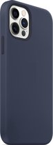 Marineblauwe iPhone 12 Pro Telefoonhoesje / Geschikt voor Apple iPhone 12 Pro / Met gratis Screenprotector / Siliconen Case / MagSafe Compatible / Shock Proof Case / Telefoonhoes / Telefoon H
