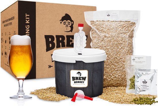 Brew Monkey Basis Blond - Bierbrouwpakket - Zelf Bier Brouwen Bierpakket - Startpakket - Gadgets Mannen - Valentijn Cadeautje Voor Hem