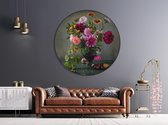 Textirieur Muurcirkel Vintage Bloemen op vaas 100CM