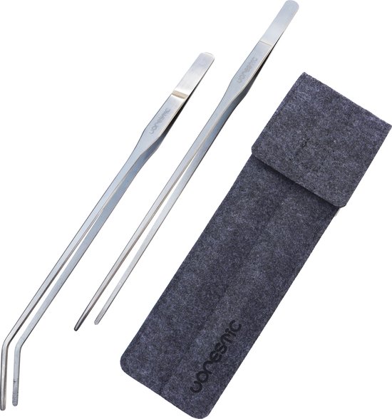 Lange Pincetten Set 27 cm - Gebogen en Rechte Pincet - 2 stuks - RVS Roestvast Staal - Aquarium Terrarium Aquascaping