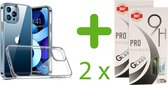 iPhone 13 Pro Hoesje Back Cover Apple Transparant - 2x iPhone 13 Pro Glass Screen Protector