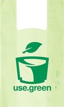 Use.green PLA draagtas, 100% composteerbaar, afgebroken in 90 dagen in omgeving, Transparant, lichtgroen, Winkelen, fruit en groenten, duurzaam, met handvatten, het perfecte altern