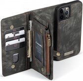 CaseMe 2-in-1 iPhone 12 Pro Max Hoesje Book Case met Back Cover Zwart