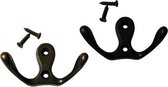 Set van 10 metalen kledinghaakjes, hangers (dubbel, kleur: zwart)