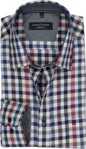 CASA MODA Sport comfort fit overhemd - rood met wit en blauw geruit twill (contrast) - Strijkvriendelijk - Boordmaat: 45/46