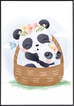 Poster 2 schattige pandaberen - 40x50 cm