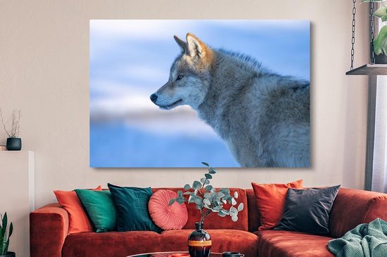 Peinture sur Toile Loup - Hiver - Fourrure - 150x100 cm - Décoration murale