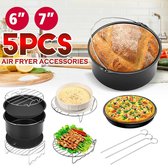 5Pcs Air Fryer Accessoires Pizza Bakmand Taart Plaat Grill Pot Koken Tool voor Alle Airfryer 6Inch