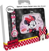 horloge en portemonnee Minnie Mouse 22 cm roze 2-delig