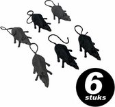 Halloween decoratie – Muizen / Rat grijs/zwart – 6 stuks