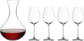 Spiegelau - Decanteerset "Salute" - 1x karaf, ( inhoud: 1,5 l ) - 4x rode wijnglazen
