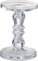 J-Line Kandelaar/Kaarshouder Leti Glas Transparant Small Set van 2 stuks