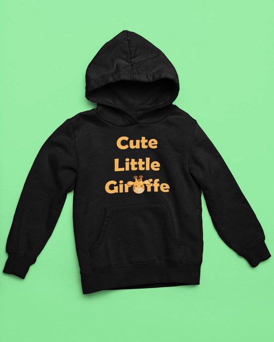 Pixeline Hoodie Giraffe #black 5-6 jaar - Giraffe - Pixeline - Trui - Stoer - Dier - Kinderkleding - Hoodie - Dierenprint - Animal - Kleding