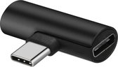 DrPhone DA1 - USB-C Duo Adapter - Converter - USB-C Naar Mini Jack + USB-C - (Geen DAC ondersteuning) Zwart