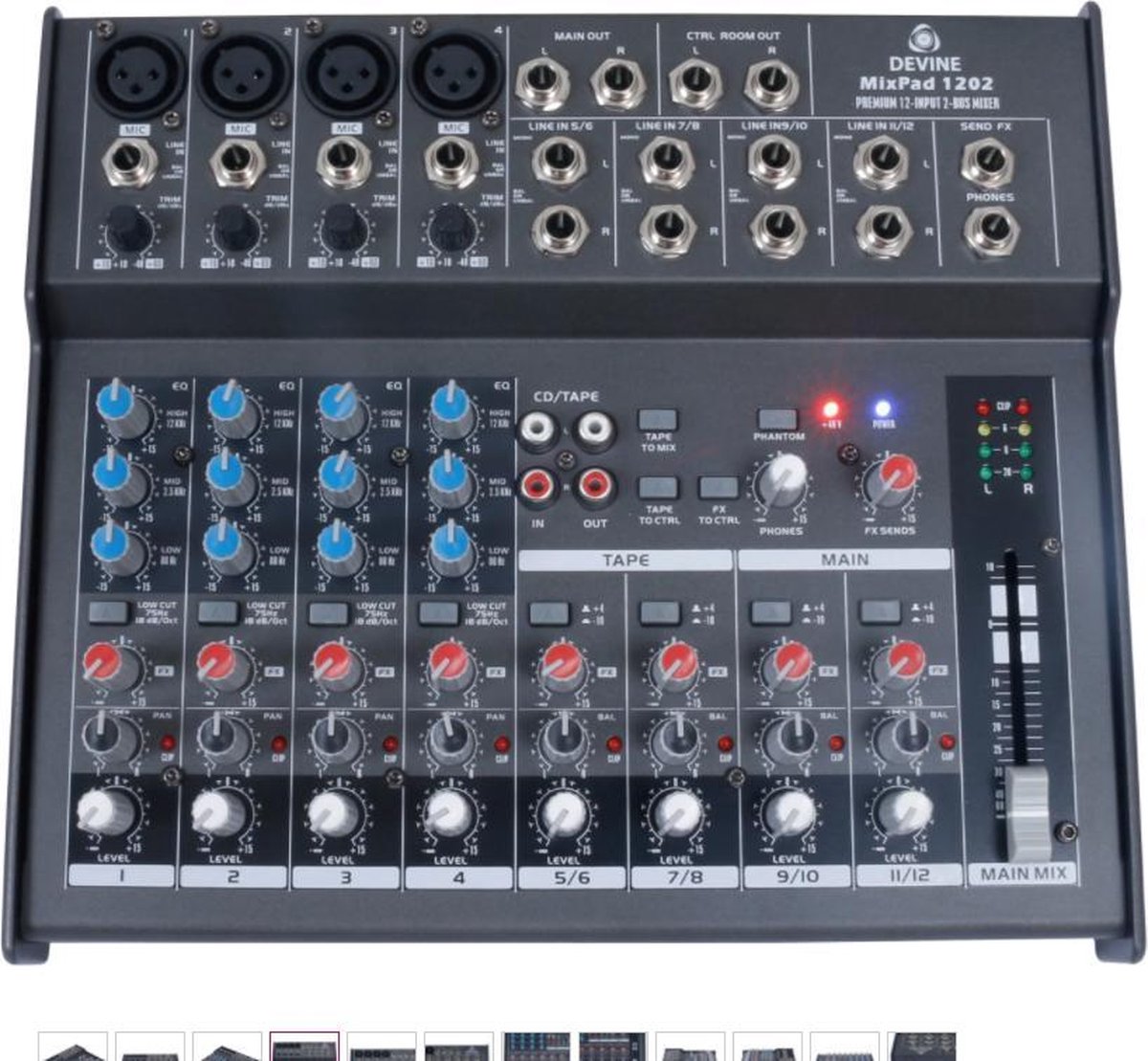Devine MixPad 1202 professionele 12kanaals mixer mengpaneel voor