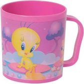 Tweety Mok kunststof 350 ml roze