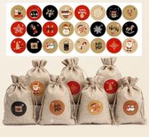 Sluitsticker - Sluitzegel –  Advent Kalender | Rood – Zwart - Goud | Genummerd – Aftellen | Winter – Sneeuw - Kerst - Merry Christmas – Feestdagen – Sinterklaas | Envelop - Cadeau – Cadeauzakje | Leuk verpakken | DH Collection