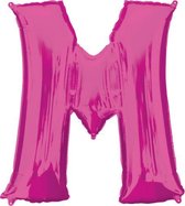 folieballon letter M 81 x 83 cm roze