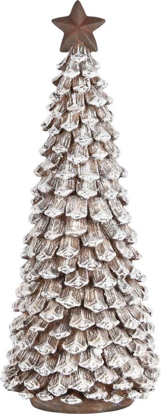 nabootsen taart Heb geleerd Decoratie kerstboom met ster bruin wit 30x12x12 cm| A205029 | Dekoratief |  bol.com