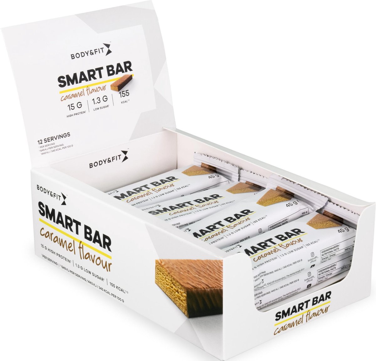 Goedkoopste Body & Fit Smart Bars Proteine Repen - Protein Bar - Eiwitreep met 15 Gram Eiwit - Caramel - 540 gram (12 Eiwitrepen