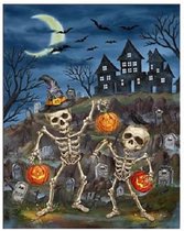 Halloween 3D raamsticker SKELETTEN – deco RECHTHOEK 25 x 31 cm 1 stuk.