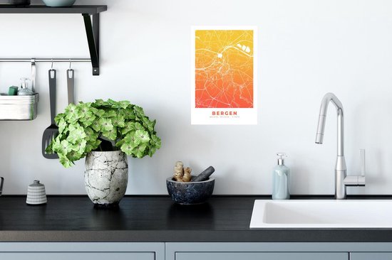 Stickers muraux - Plan de la ville - Montagnes - Oranje - België - 20x30 cm - Film adhésif - Carte