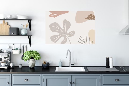 Stickers Stickers muraux - Été - Feuille - Grijs - 90x60 cm - Feuille adhésive