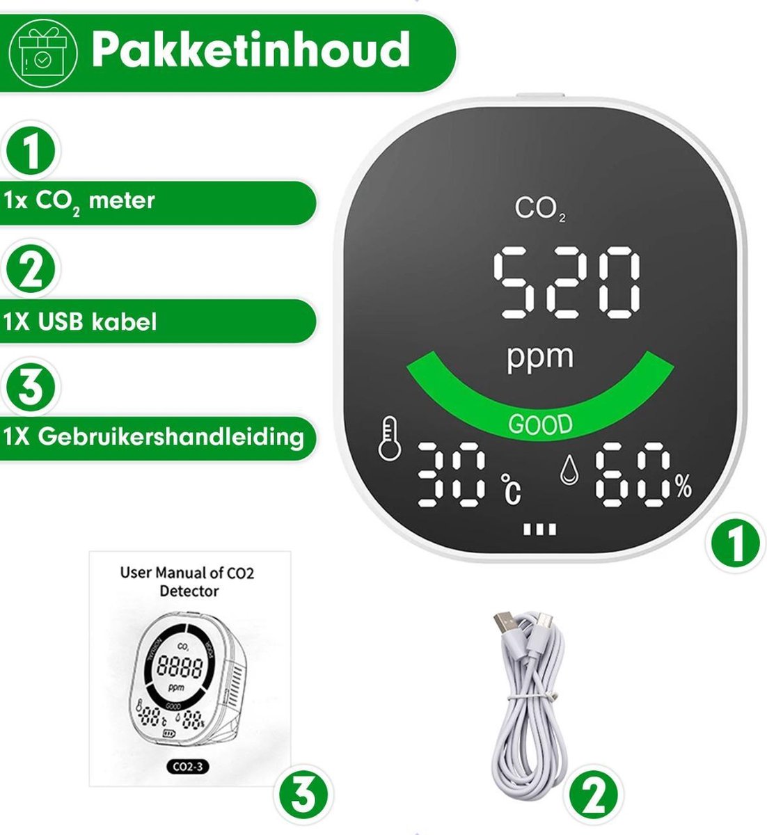 BS® CO2 Meter Binnen - Wifi Hygrometer en Thermometer - CO2 Melder Horeca  