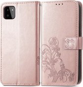 Klavertje vier roze agenda book case hoesje Telefoonhoesje geschikt voor Samsung Galaxy A22 5G