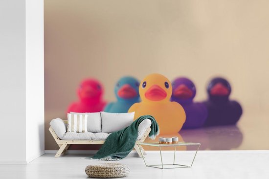 Behang - Fotobehang Badeenden - Kleuren - Breedte 390 cm x hoogte 260 cm