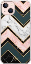 iPhone 13 hoesje siliconen - Marmer triangles | Apple iPhone 13 case | TPU backcover transparant