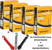4 Pack Continental Binnenband + Luxe Bandenlichters - 4x 42mm Continental Binnenband + Luxe Set Bandenlichters